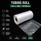 100 Micron Clear LDPE Tubing Roll – Heavy Duty Plastic Tubing