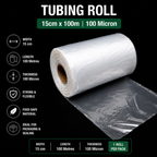 100 Micron Clear LDPE Tubing Roll – Heavy Duty Plastic Tubing
