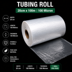 100 Micron Clear LDPE Tubing Roll – Heavy Duty Plastic Tubing