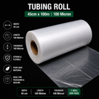 100 Micron Clear LDPE Tubing Roll – Heavy Duty Plastic Tubing