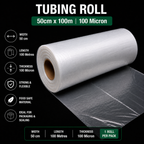 100 Micron Clear LDPE Tubing Roll – Heavy Duty Plastic Tubing