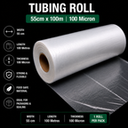 100 Micron Clear LDPE Tubing Roll – Heavy Duty Plastic Tubing