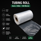 100 Micron Clear LDPE Tubing Roll – Heavy Duty Plastic Tubing