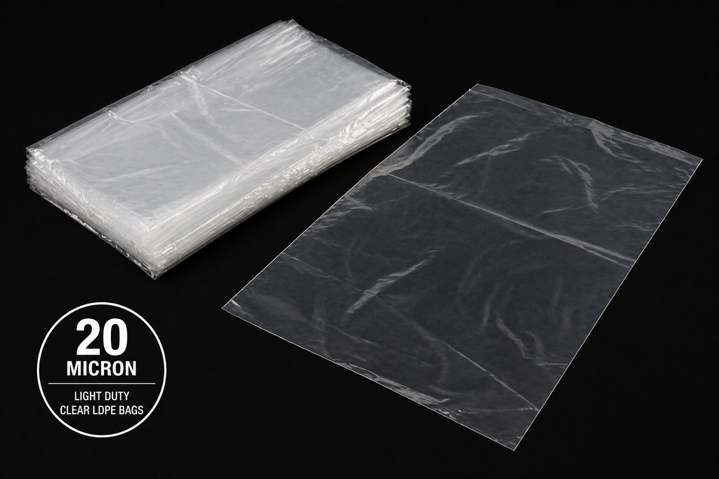 20 Micron Clear LDPE Plastic Bags