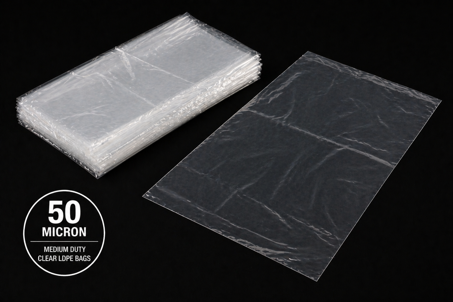 50 Micron Clear LDPE Plastic Bags(Pack of 200 bags) – Heavy Duty Packaging Bags (10x20cm to 94x154cm Sizes)