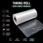 50 Micron Clear LDPE Tubing Roll – Plastic Packaging Tube (1 Roll)