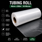 50 Micron Clear LDPE Tubing Roll – Plastic Packaging Tube (1 Roll)