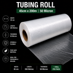 50 Micron Clear LDPE Tubing Roll – Plastic Packaging Tube (1 Roll)