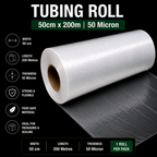 50 Micron Clear LDPE Tubing Roll – Plastic Packaging Tube (1 Roll)