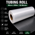 50 Micron Clear LDPE Tubing Roll – Plastic Packaging Tube (1 Roll)