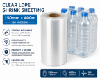 Clear LDPE/LLDPE Shrink Sheeting Rolls – 50 Micron Heat Shrink Film (150mm–600mm x 400m)