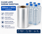 Clear LDPE/LLDPE Shrink Sheeting Rolls – 50 Micron Heat Shrink Film (150mm–600mm x 400m)