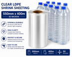 Clear LDPE/LLDPE Shrink Sheeting Rolls – 50 Micron Heat Shrink Film (150mm–600mm x 400m)