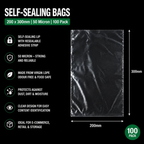 50 Micron Clear LDPE Self-Sealing Bags – Resealable Lip & Tape | Packaging Bags for Storage & Shipping